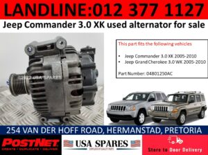 Jeep Commander 3.0 XK used alternator for sale