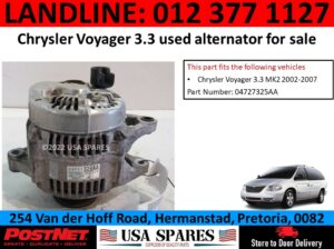 Chrysler Voyager 3.3 used alternator for sale