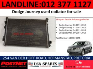 Dodge Journey SXT/RT used radiator for sale