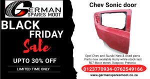 Chev Sonic used doors and spares for sale-black friday special